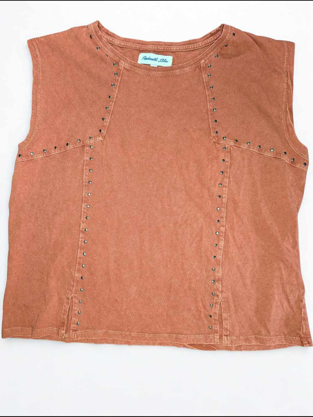 Panhandle Slim Rust Orange Studded Muscle Tee